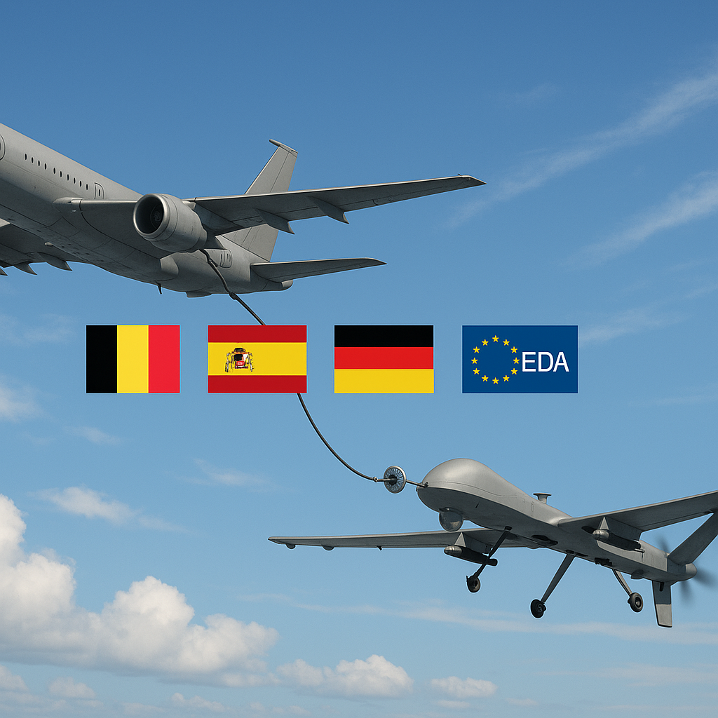 Belgium Collaborates with Spain, Germany, and EDA on In-Flight Drone Refuelling Trials Belgium Collaborates with Spain, Germany, and EDA on In-Flight Drone Refuelling Trials