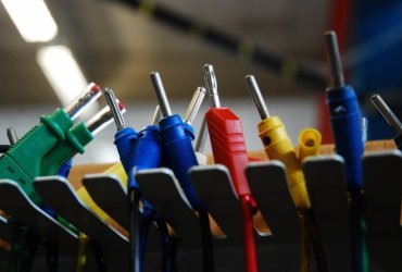 Close-up of colorful electrical wires and connectors